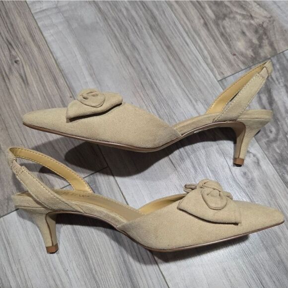 J.Crew $128 Bow Kitten sling back Heels in Sandstone Size 5 BW884 - Picture 8 of 13